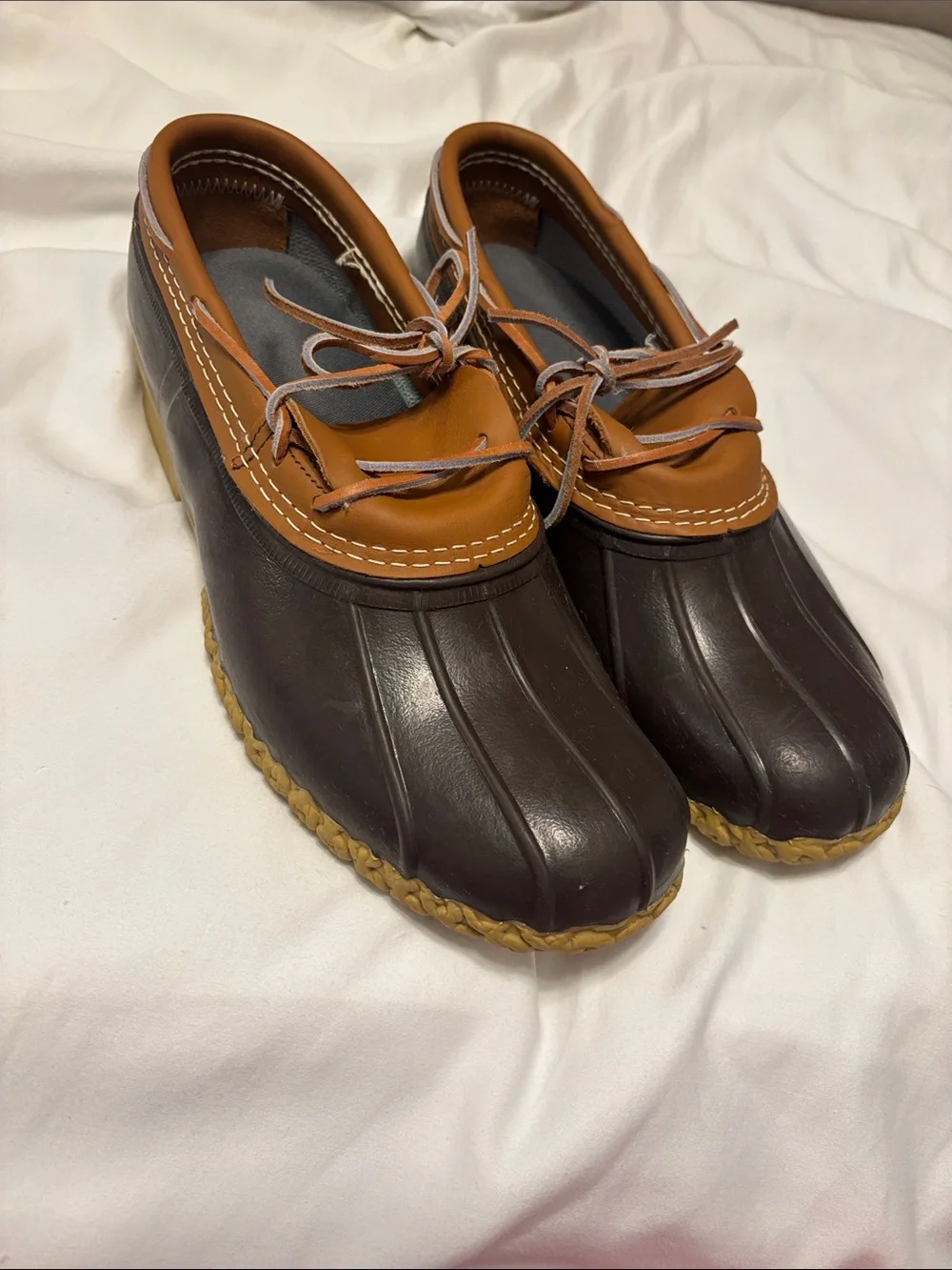L.L. Bean Men's Brown and Tan Two-Tone Boat Shoes